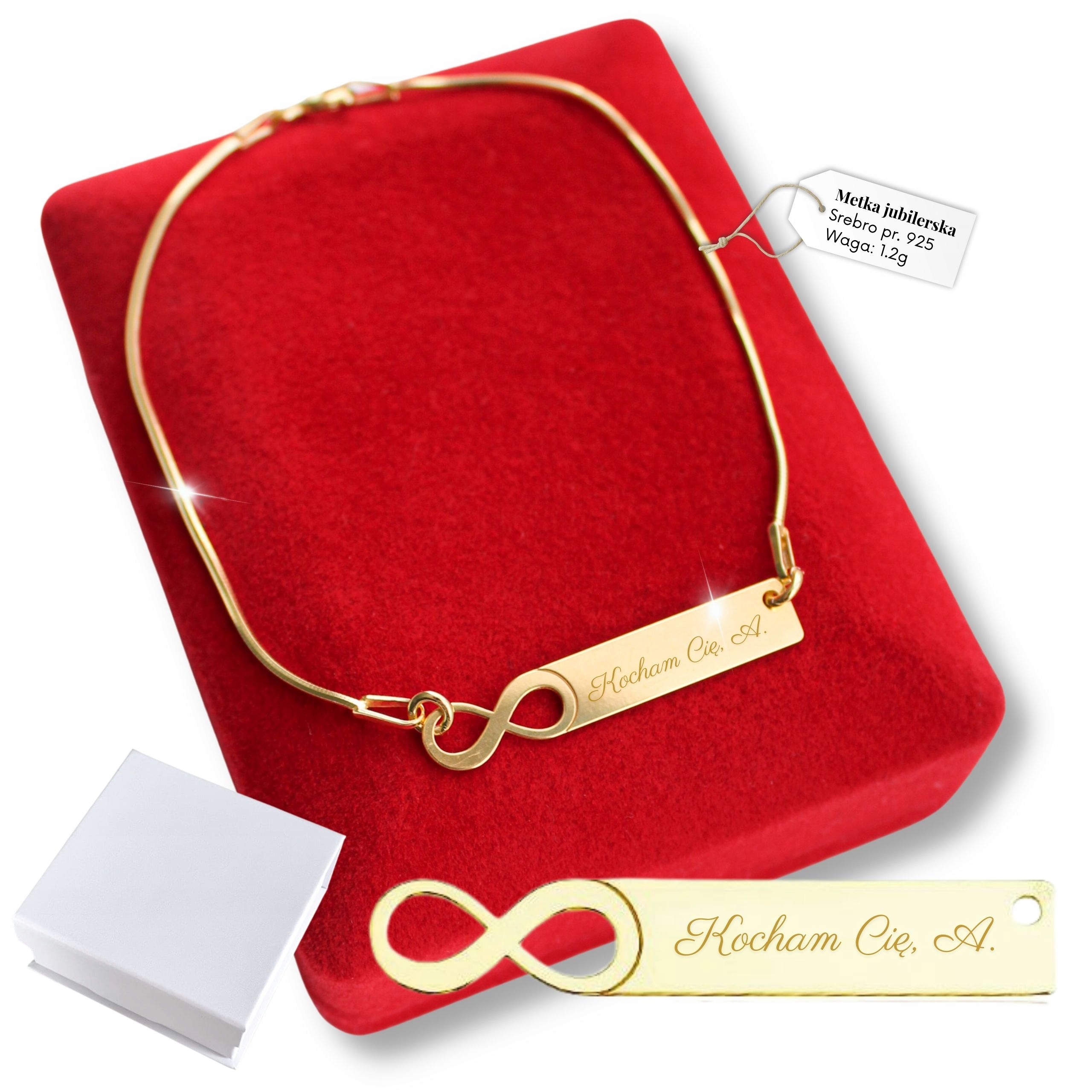 Zlatý náramek Nekonečno s gravírováním jako Dárek Váš Gravírování 925
