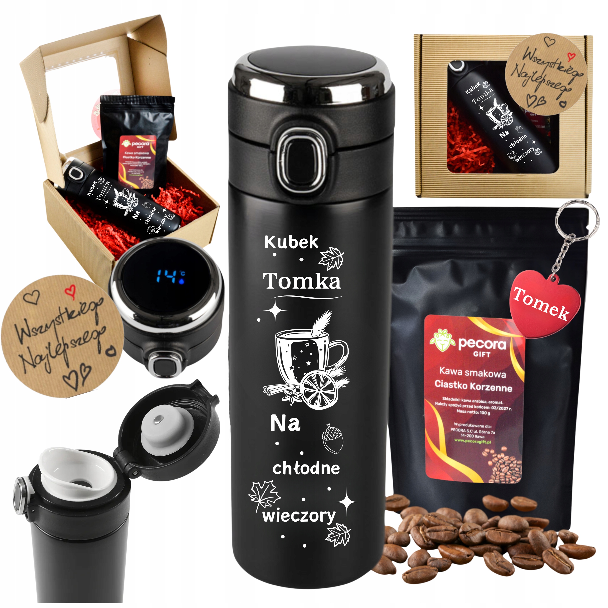 Kubek termiczny Led Brelok Kawa Grawer na Urodziny Dla Niego Niej