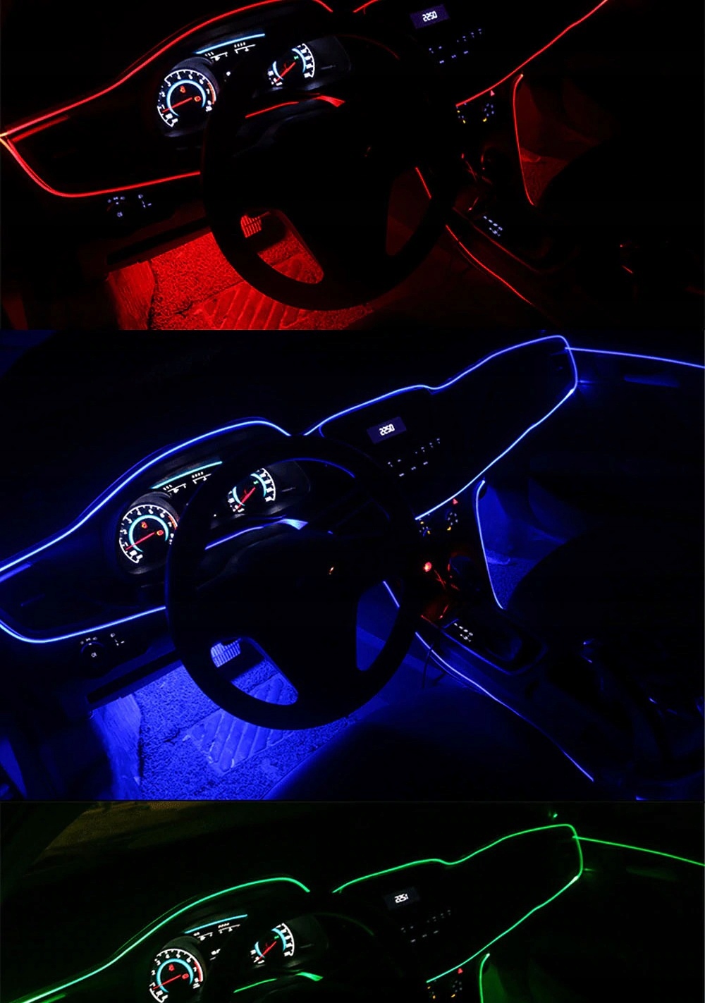 2M ŚWIATŁOWÓD EL WIRE LED TAŚMA PASEK AMBIENT CZERWONY Typ samochodu Samochody osobowe