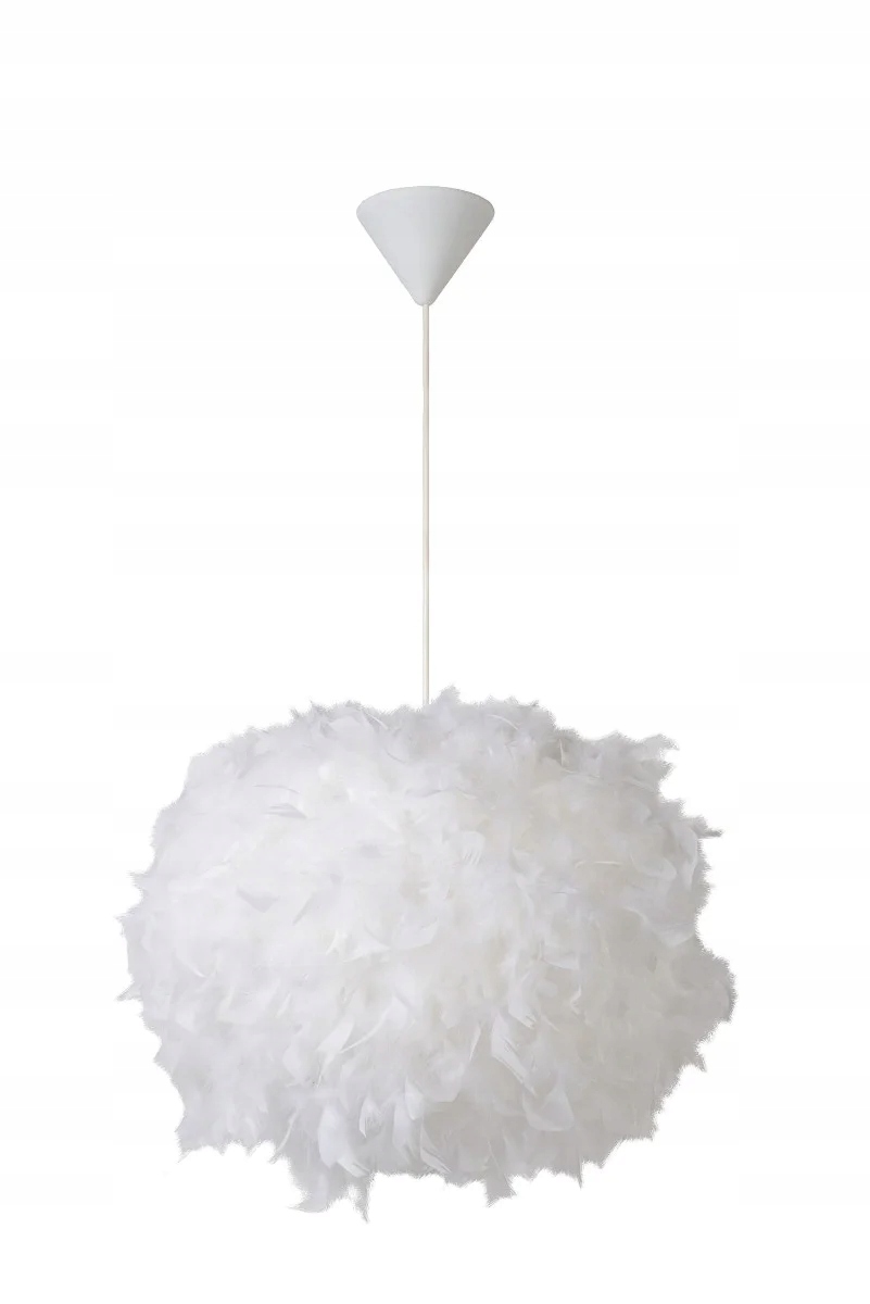 Závěsná lampa z peří, bílá, do dětské ložnice, kulatá, 50 cm Lucide