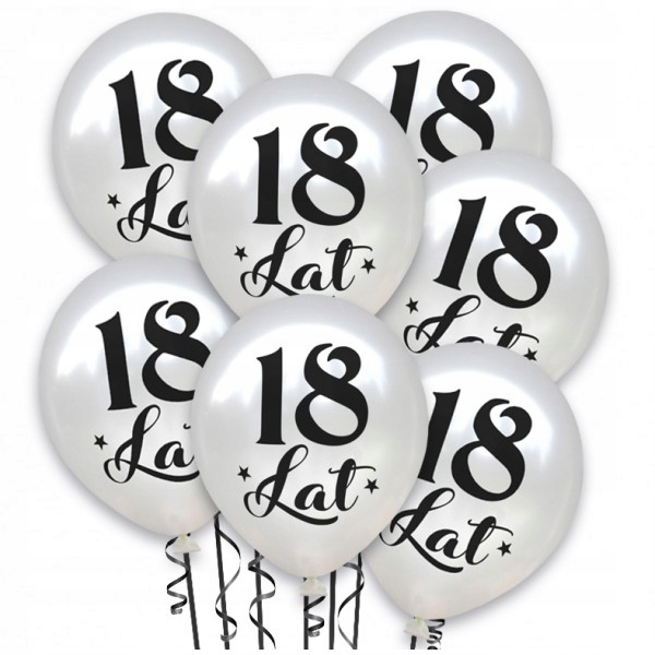 

Balon urodzinowy 18 lat metaliczny biały balony