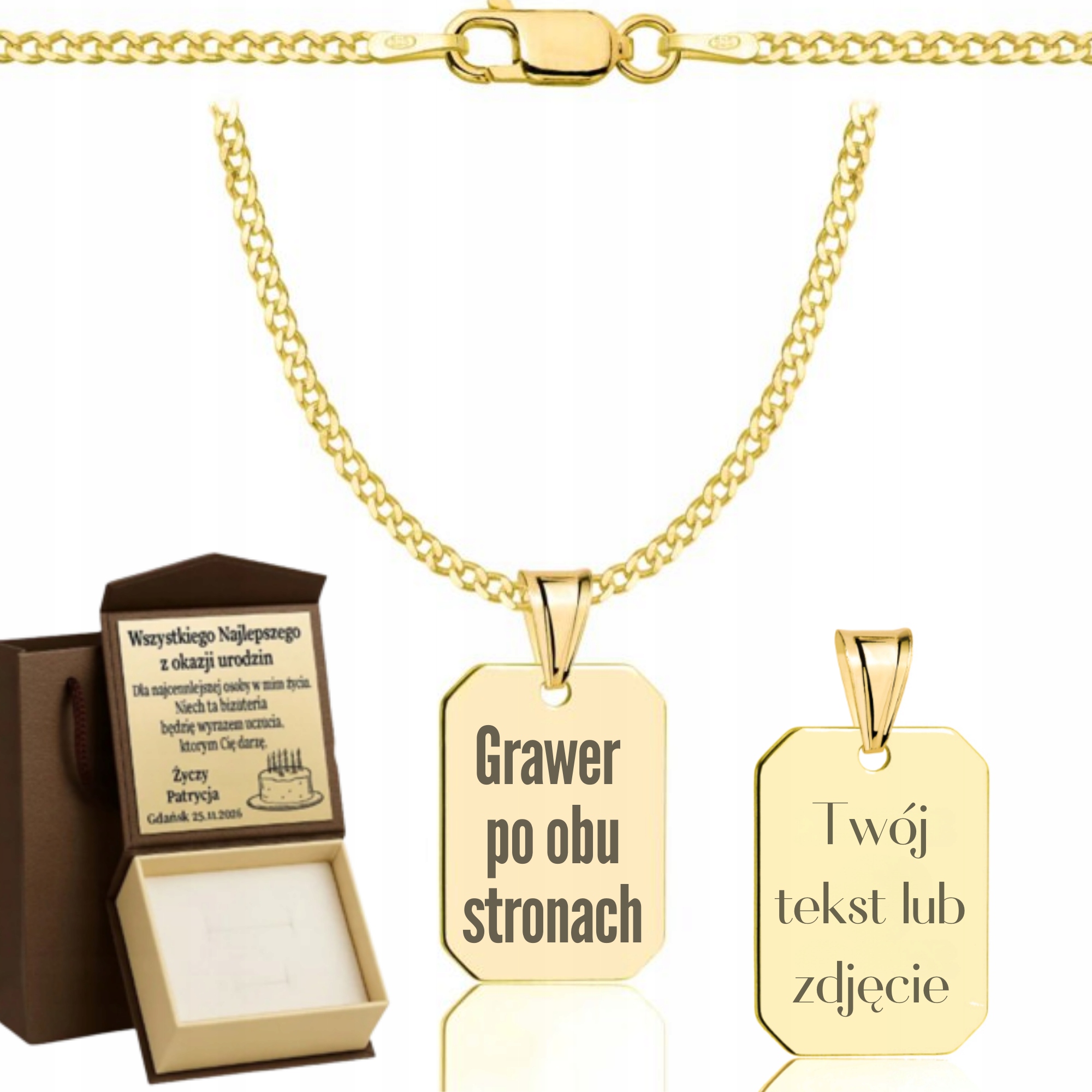 Vojenská Známka Zlatý S Gravírováním Ryzosti 925/585 Personalizace Foto Sada