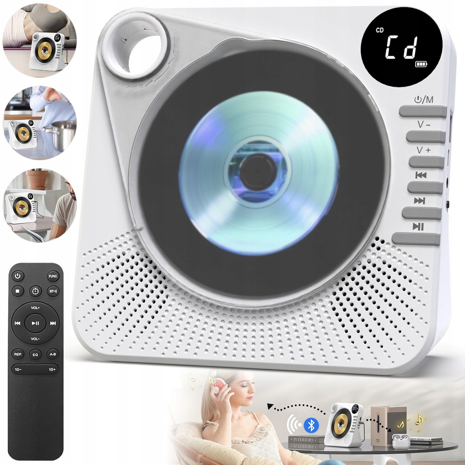 Přenosný Přehrávač CD Reproduktor Bluetooth Rádio Vynikající Dárky Trvanlivé