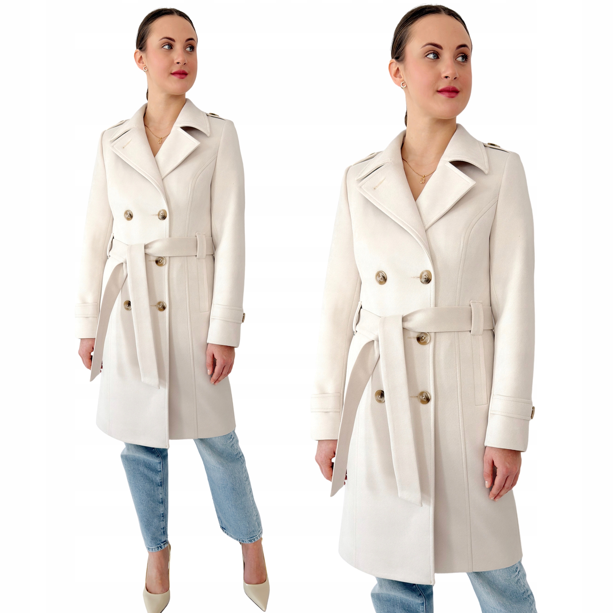 Elegantní dámský jarní dvouřadý trenčkot s páskem Laura Estodo