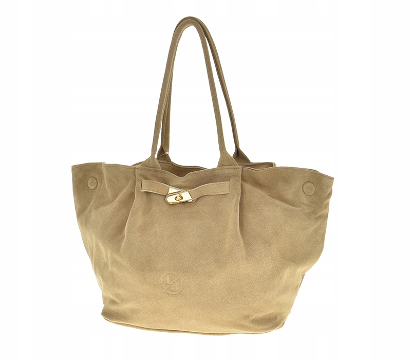 Dámská kabelka Laura Biaggi kožená semišová béžová – velká shopperka 55 cm