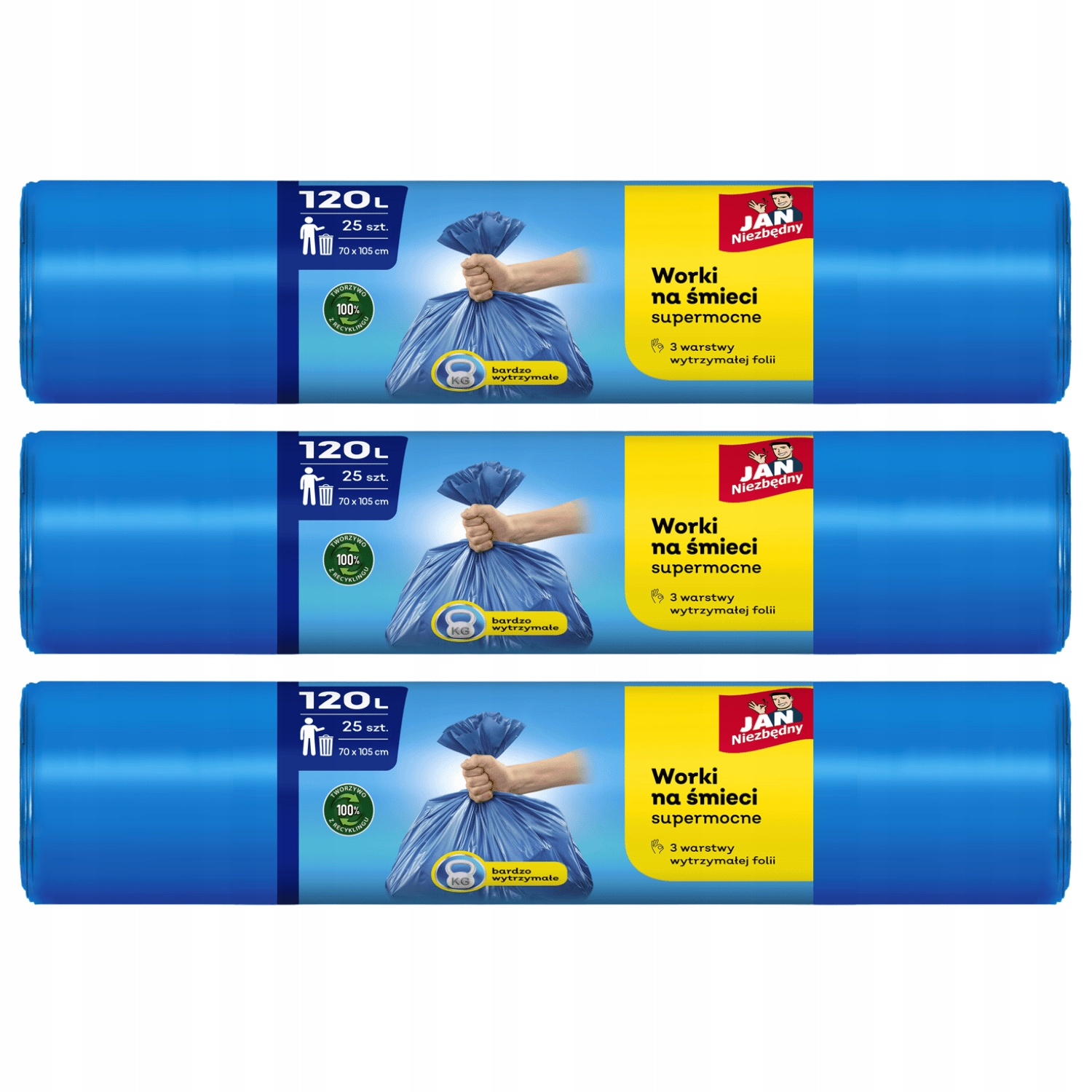 Levně 3X Silné Pytle Na Odpadky 120 L Jan Niezbędny