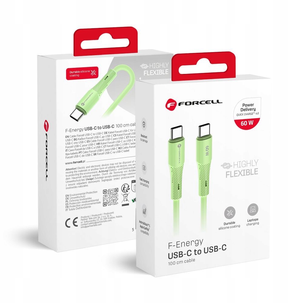 Kabel Usb C do Usb C Forcell F-Energy QC4.0 Pd 3A 60W Silicone 1 m C344