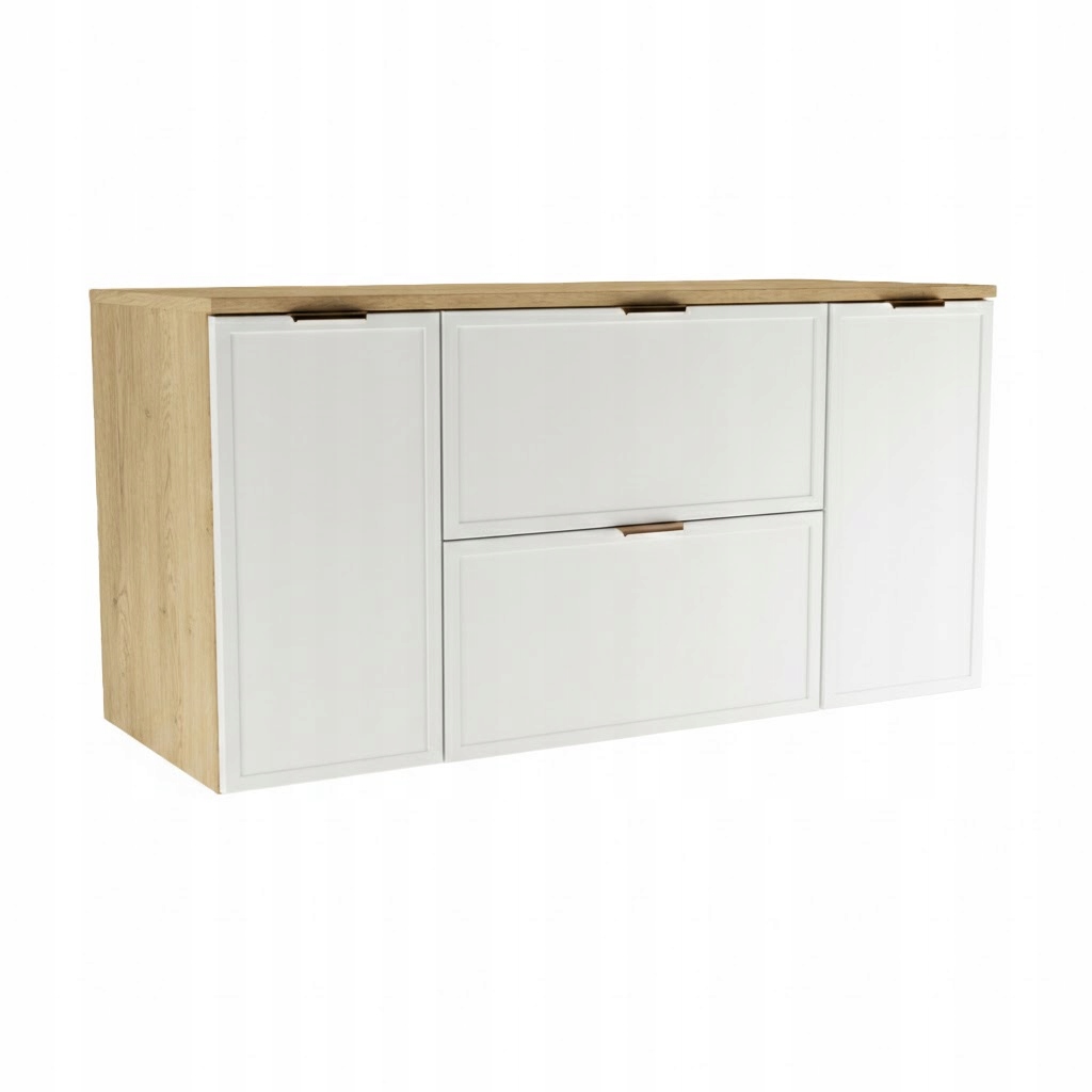 Skříňka pod umyvadlo 2 dveře 2 zásuvky 120 cm Bílá/Dub Cremona Roma