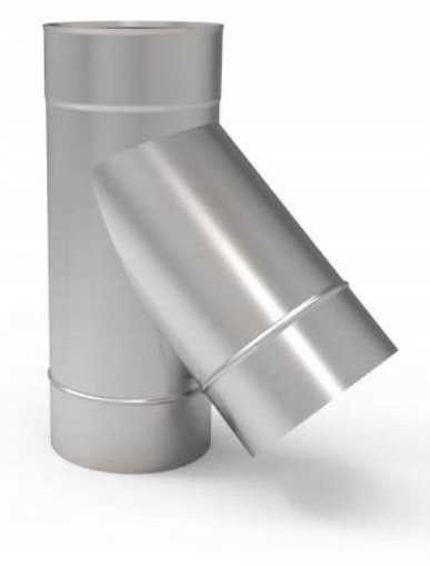 Ks t-rozdělovač kyselinovzdorný 45 stupňů fi 140 mm 0,5 mm komínová vložka ocel