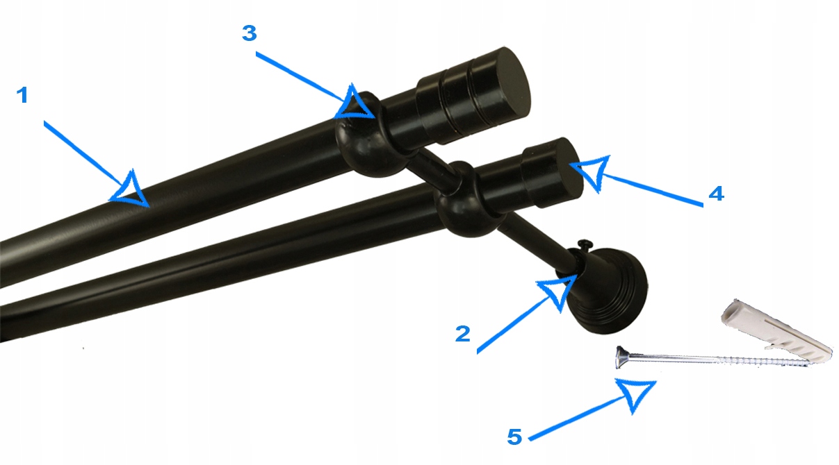 KARNISZ METAL PODWÓJNY 19 / 280 cm BEZ KÓŁEK Długość drążka 280 cm