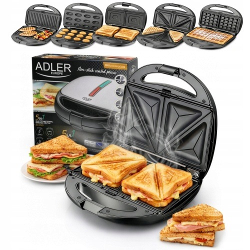 Opékač Sendvičů Toustovač Gril Oříšky Vaflovač Panini 5v1 Výkonný 1200W