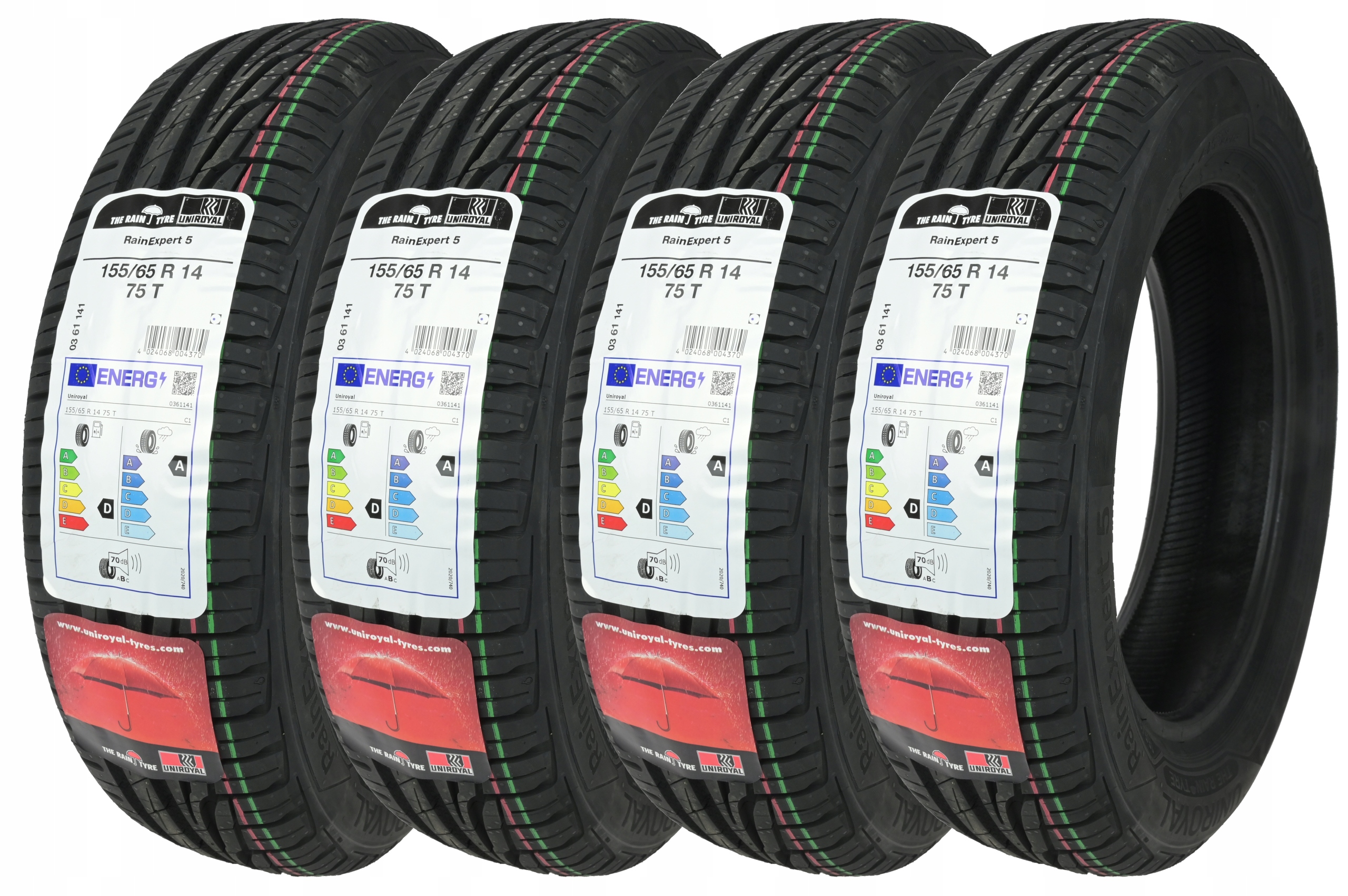 4 x 155\/65R14 75T RainExpert 5 UNIROYAL LATO фото 1