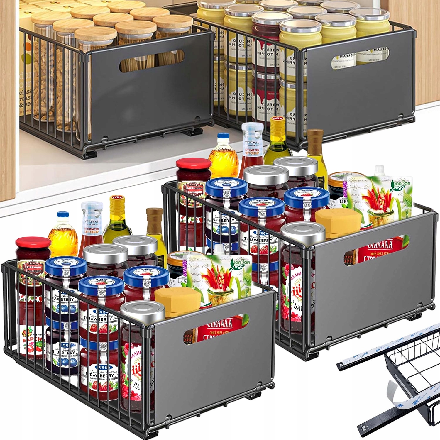 Regulovatelná teleskopická police Organizér na koření Kosmetika do skříňky