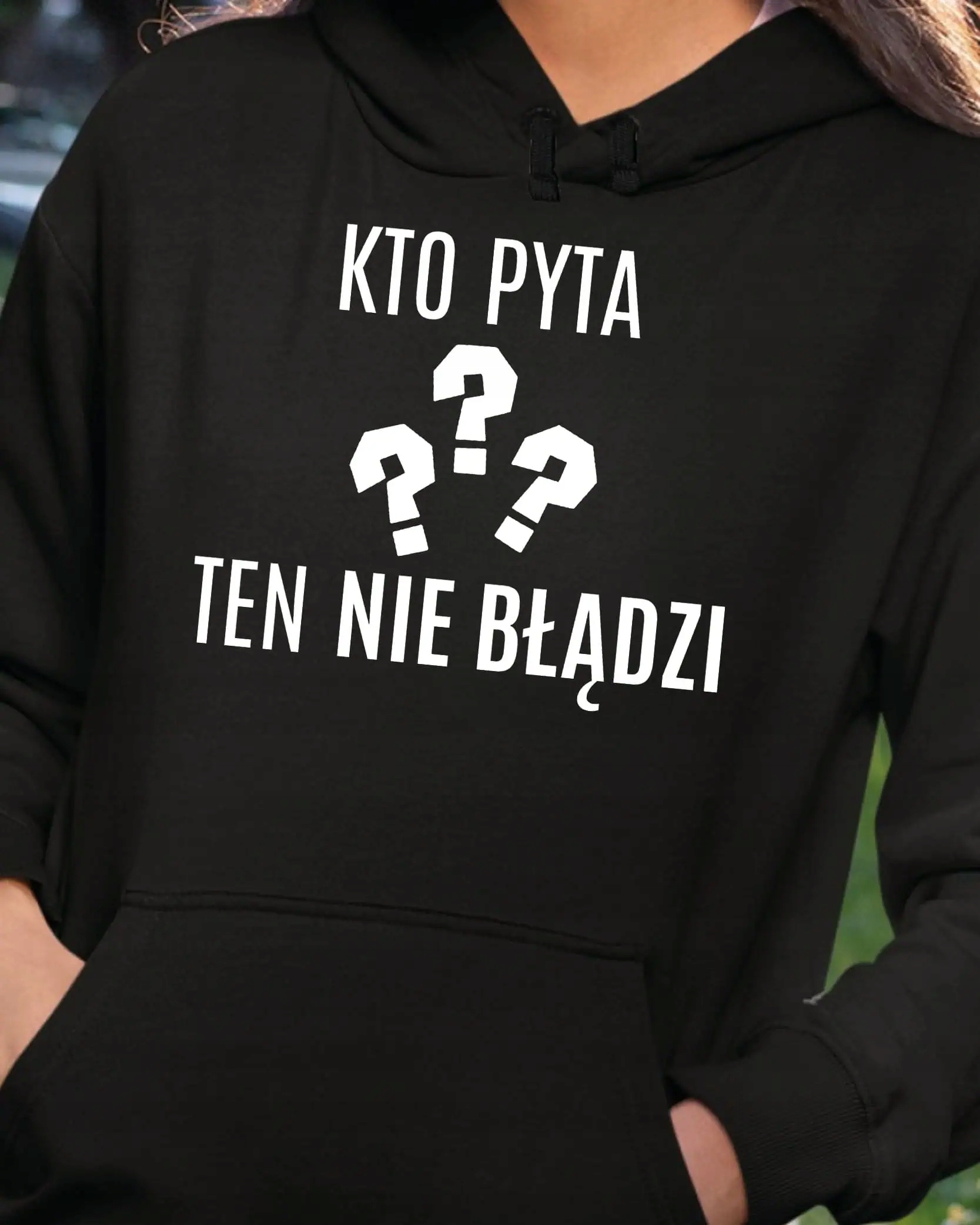 Mikina s kapucí Dárek pro učitele Vtipná otázka Černá XXL
