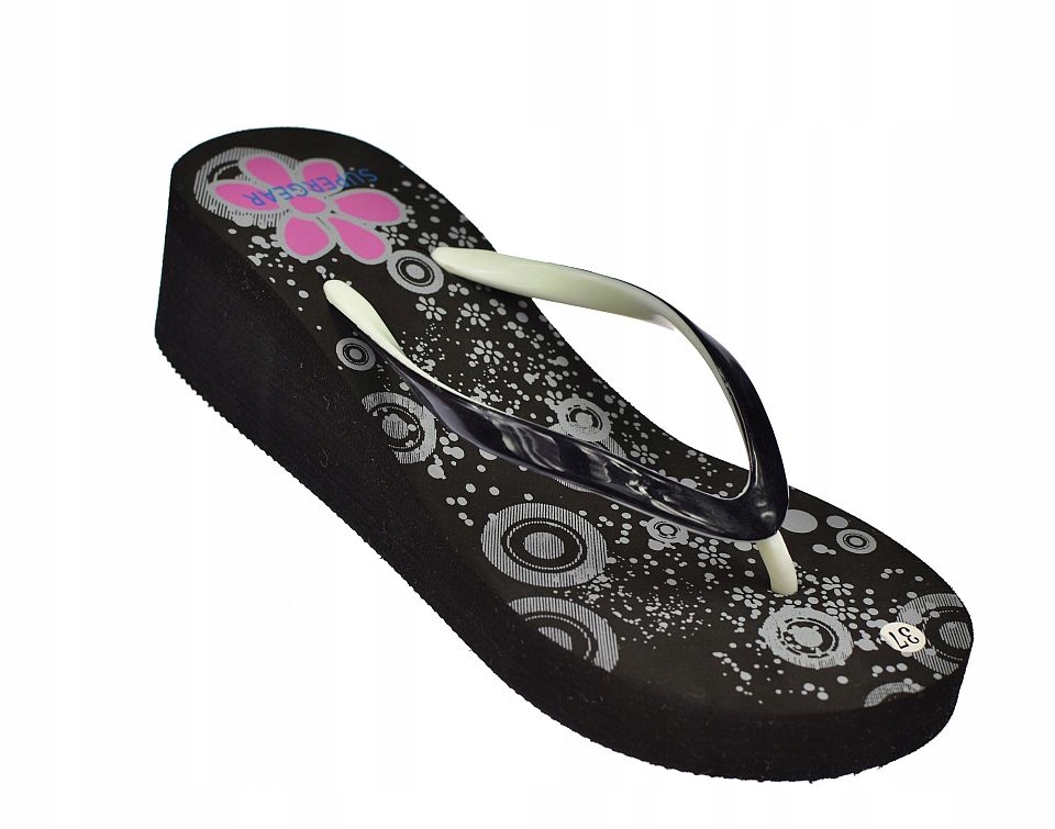 

Japonki damskie klapki koturn plażowe B1490 Bk 36