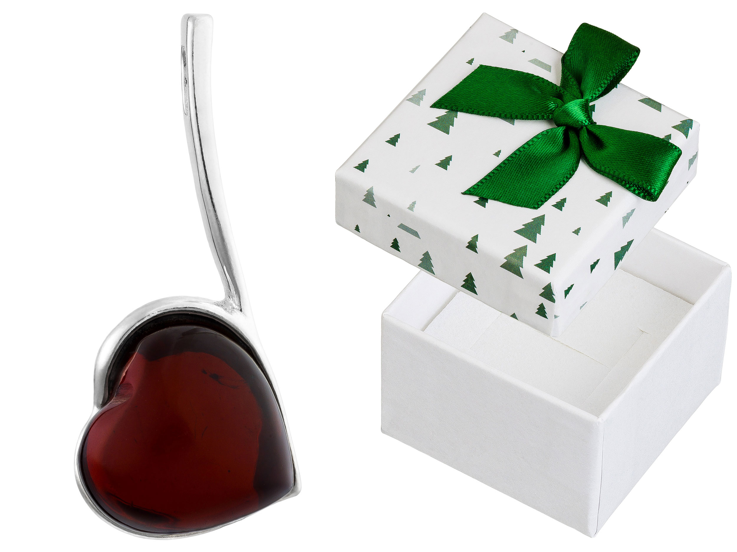 Stříbrný přívěsek Srdce s jantarem Dámský Přívěsek Srdíčko Stříbro 925