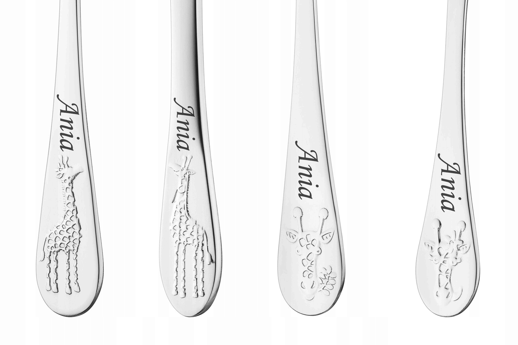 Komplet Sztućców 4 elementy Ambition Żyrafy GRAWER Prezent na Roczek Marka Sovenir