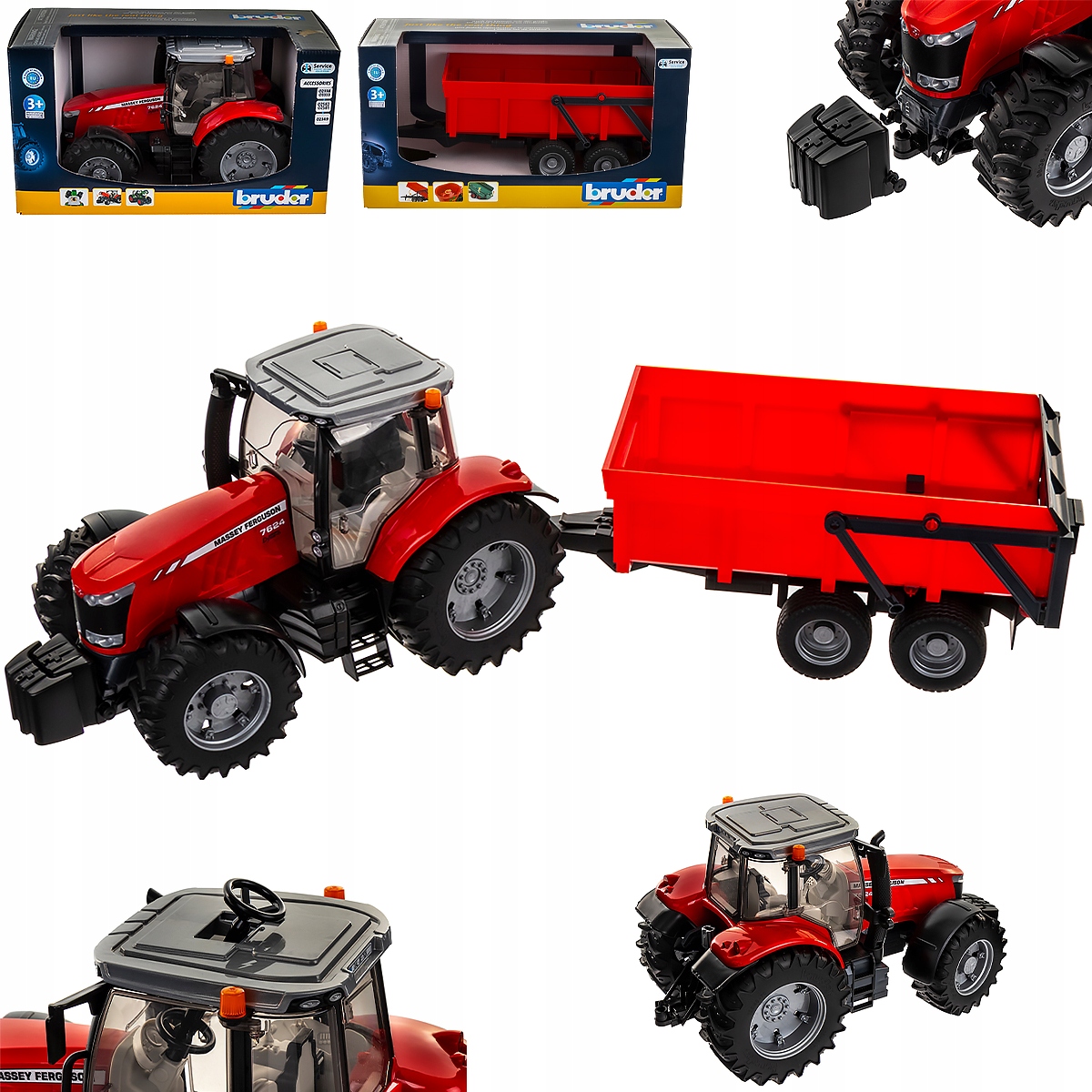 

Ciągnik Massey Ferguson 7600 + Przyczepa Bruder