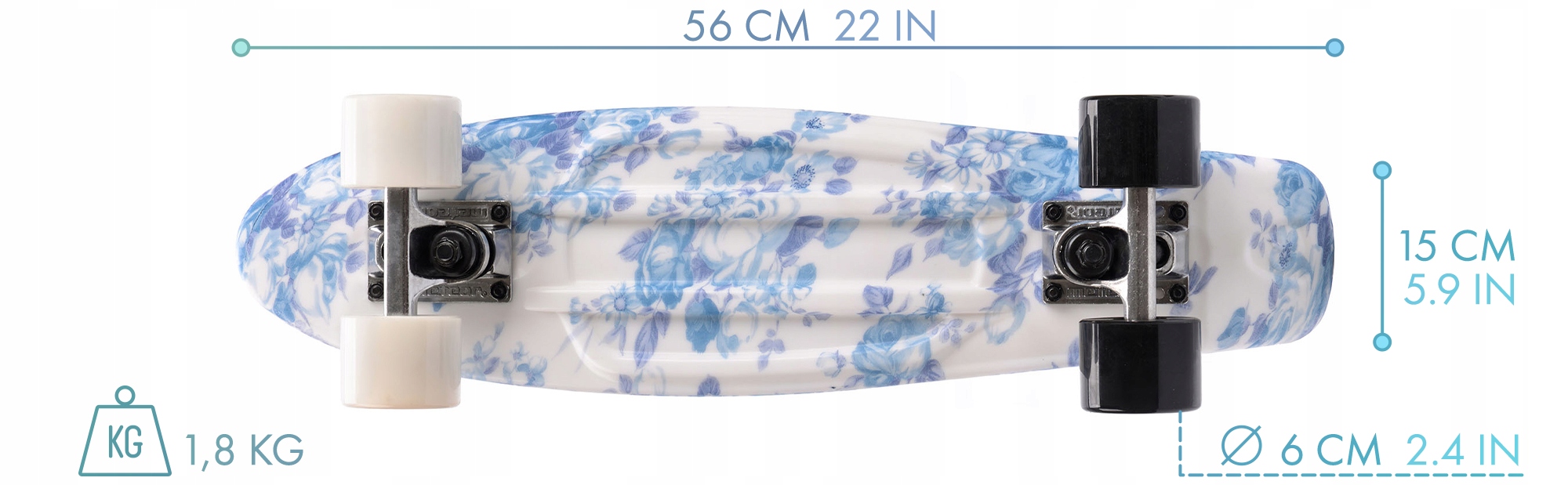 DESKOROLKA METEOR PLASTIKOWA FISZKA MULTIKOLOR Długość decku 56 cm