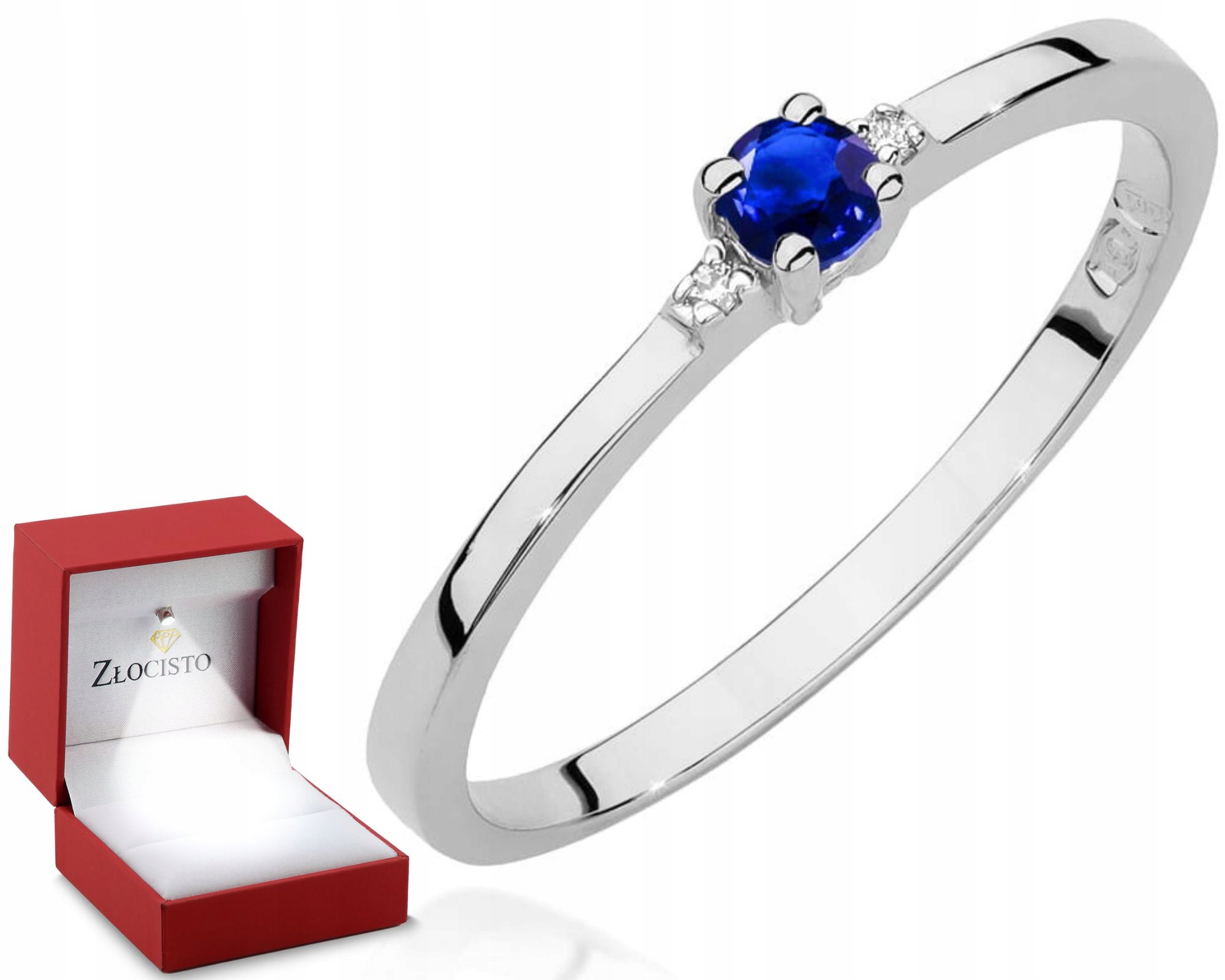 Zlatý Prstýnek Se Safírem A Brilianty Bílé Zlato Gravírování 585 Dárek