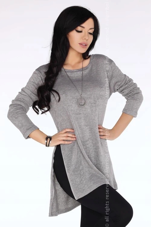 Dámská Tunika LivCo Corsetti Fashion Bente Volná Šedá se zipem XL