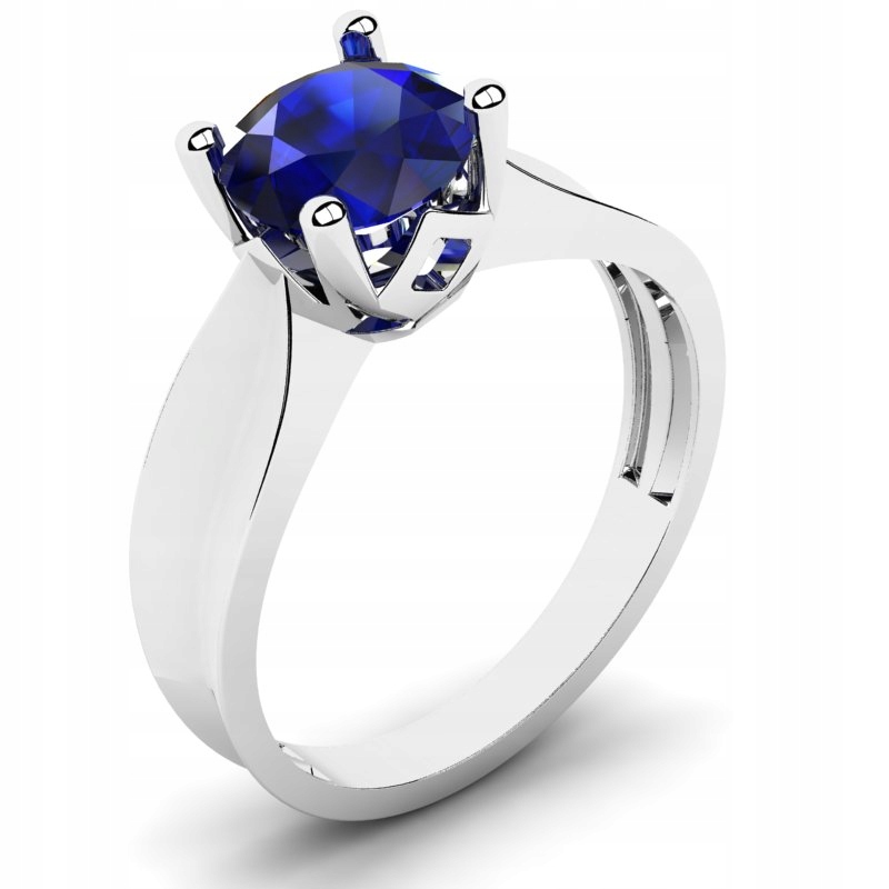 

Pierścionek Z Białego Złota Z Szafirową Cyrkonią