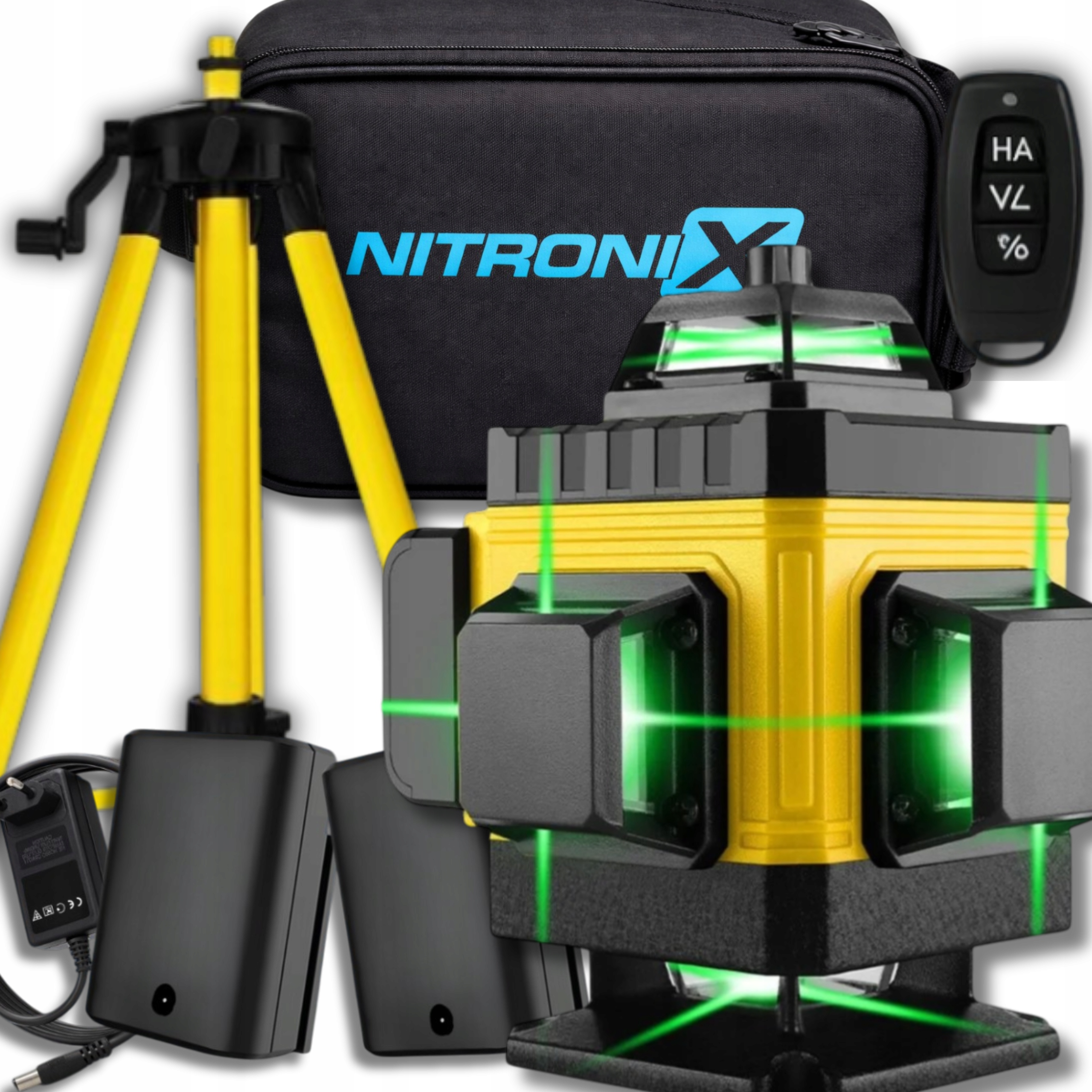 4D Laserová Vodováha 16 Křížových Linií 360 Laserový Stativ Dálkové Ovládání 2X Akumulátor