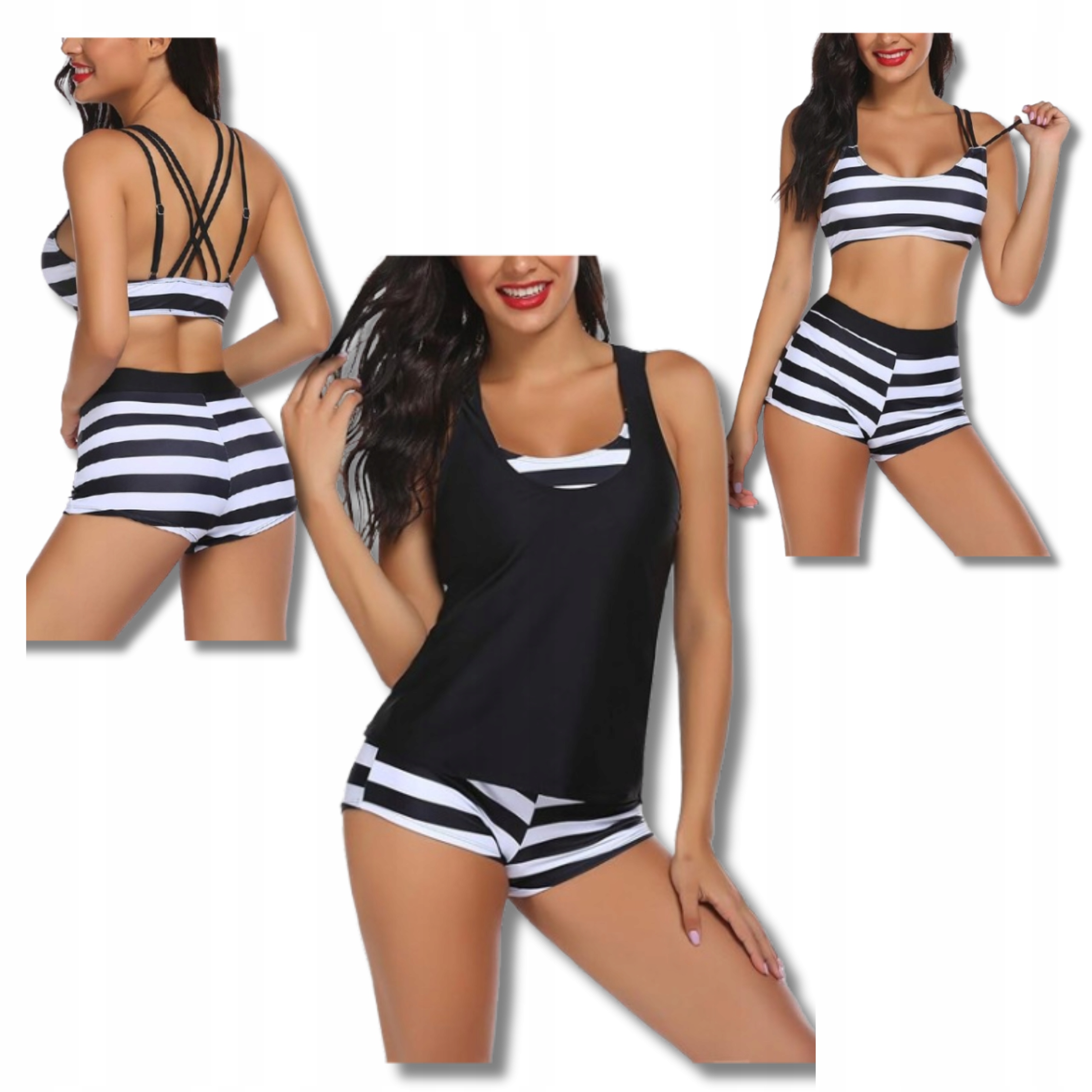 Dámské plavky Kosium Třídílné Dámské Tankini Fast Dry L