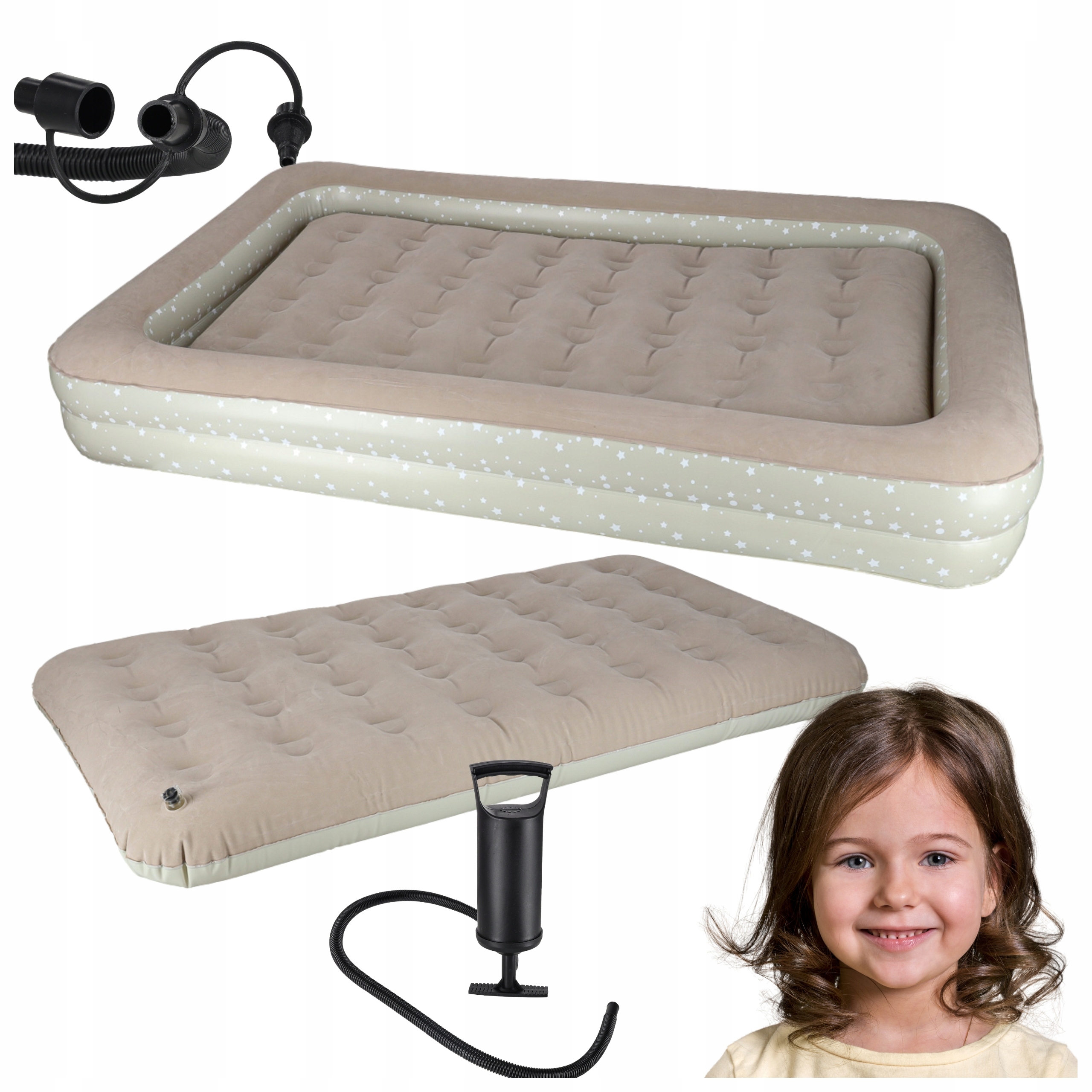 Materac Dmuchany Jednoosobowy Z Pompką Dla Dziecka Turystyczny 140X90CM