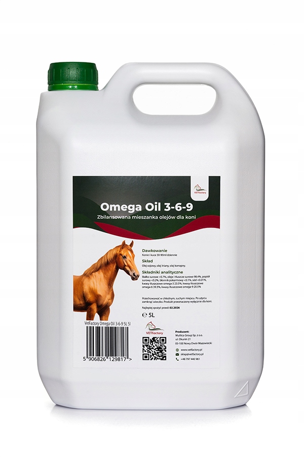 Vetfactory Omega Oil 3-6-9 – olej pro koně s omega kyselinami.
