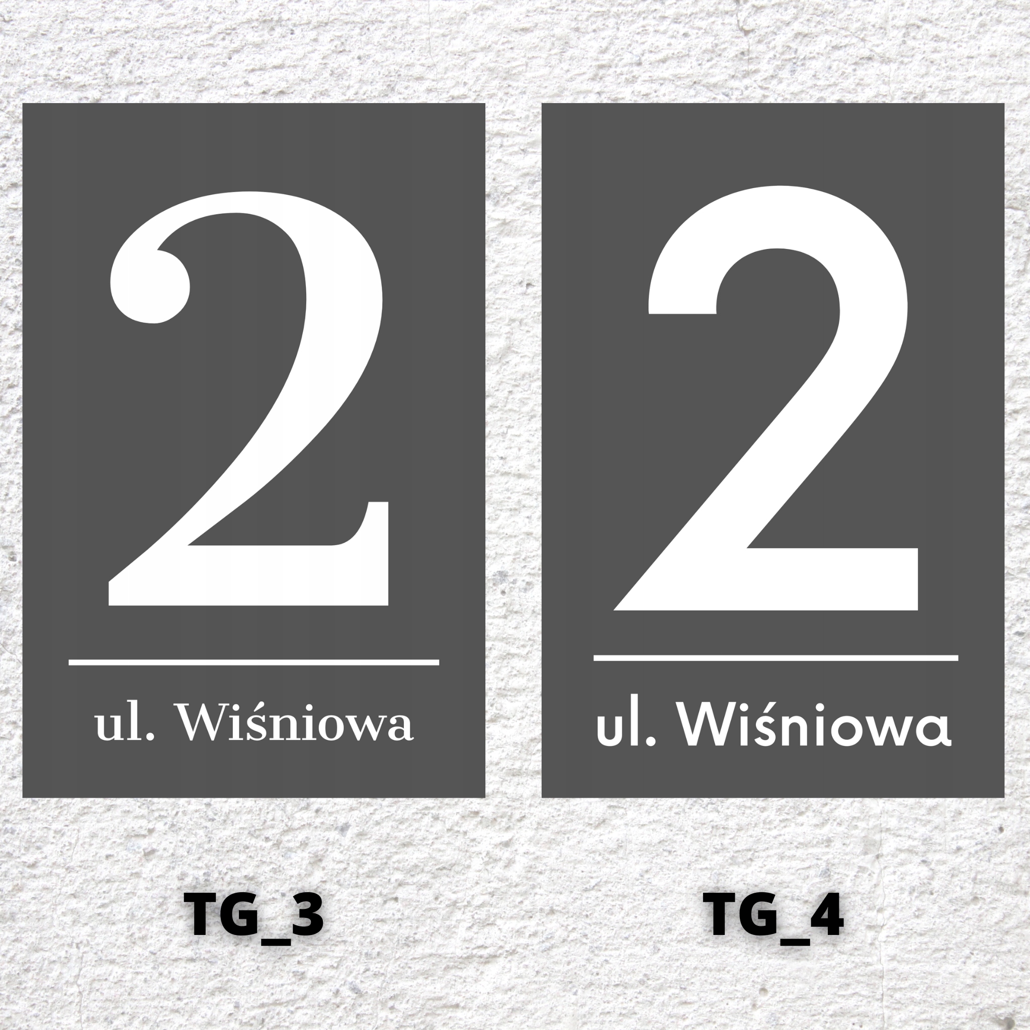 GRAFITOWA DUŻA TABLICZKA NUMER DOMU ADRESOWA DRUK UV ADRES 30x45CM ANTRACYT Materiał aluminium