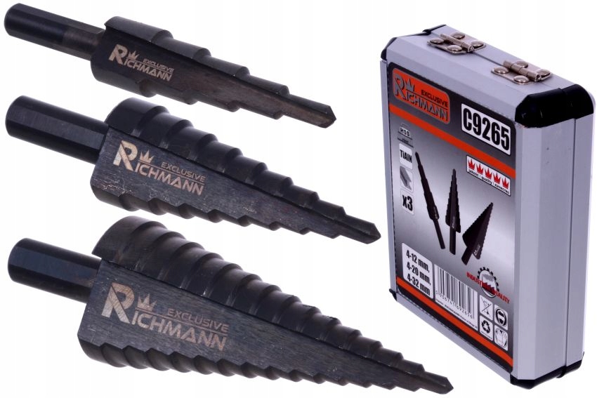 

Wiertła Tytanowe Stopniowane Zestaw 3X 4-32MM