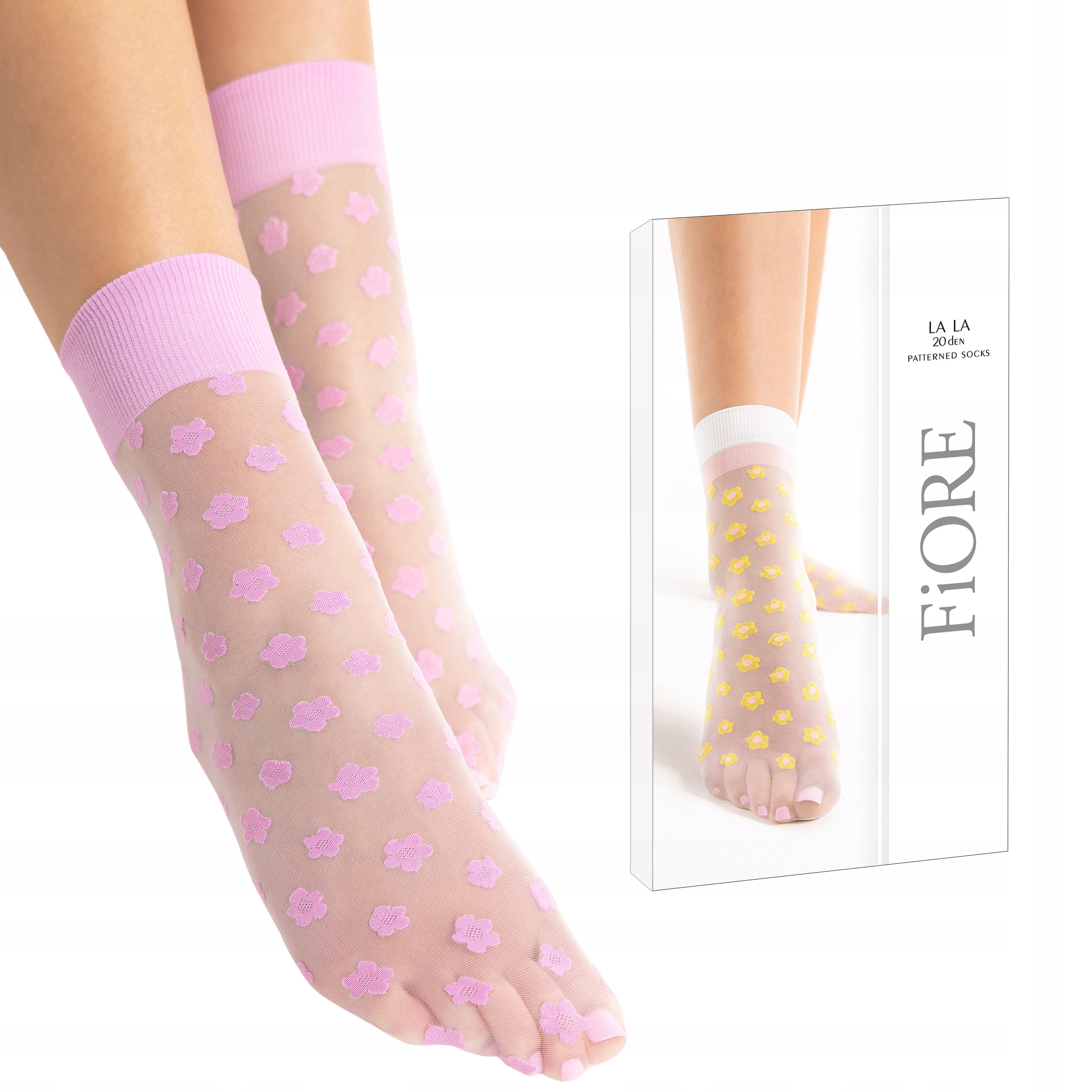 

Fiore Skarpetki La La 20den kwiaty Off White/Viole