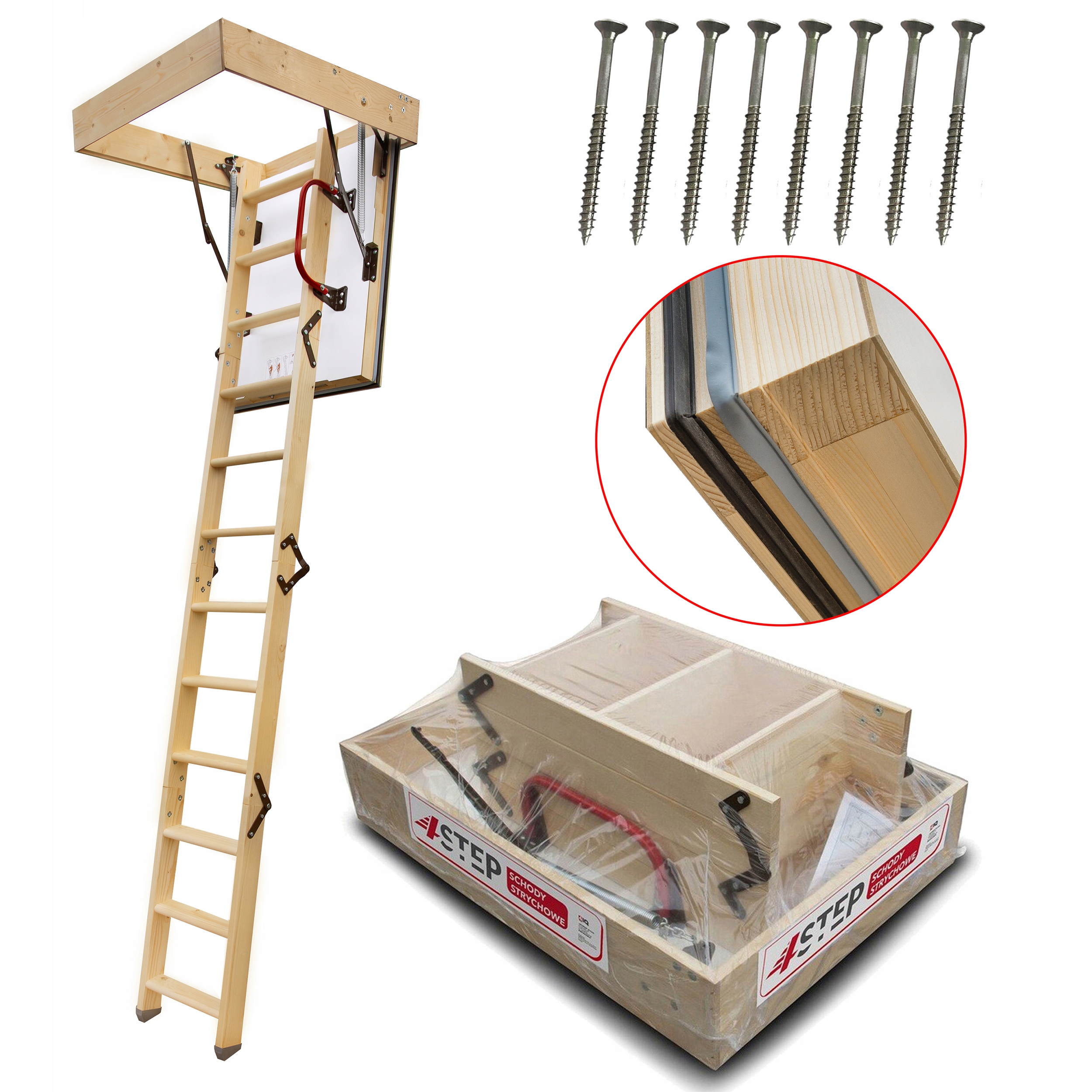 Půdní schody Nordic Wyłaz 90x80 0,44W/m2K Druhé těsnění Šrouby Bonus