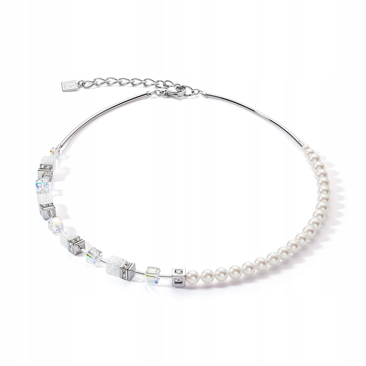 Dámský náhrdelník Coeur De Lion ocel, krystaly a perly, Swarovski zirkon