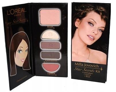 L’Oreal Star Secrets Kit sada Milla Jovovich 3 stíny 1 růžová 1 rtěnka