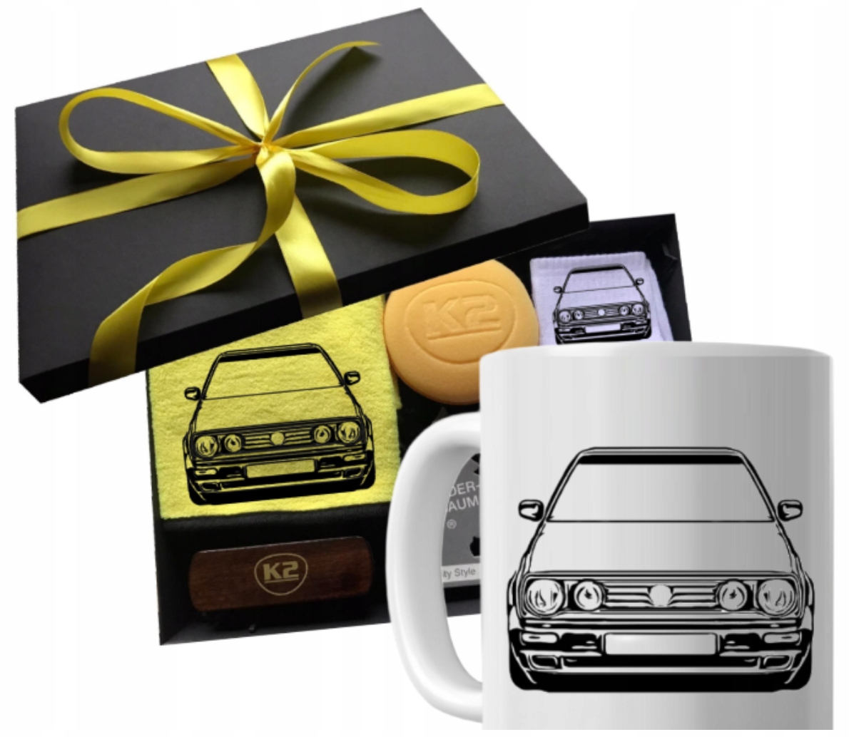 Sada dárek pro fanouška, hrnek pro kluka řidiče auta Volkswagen Golf