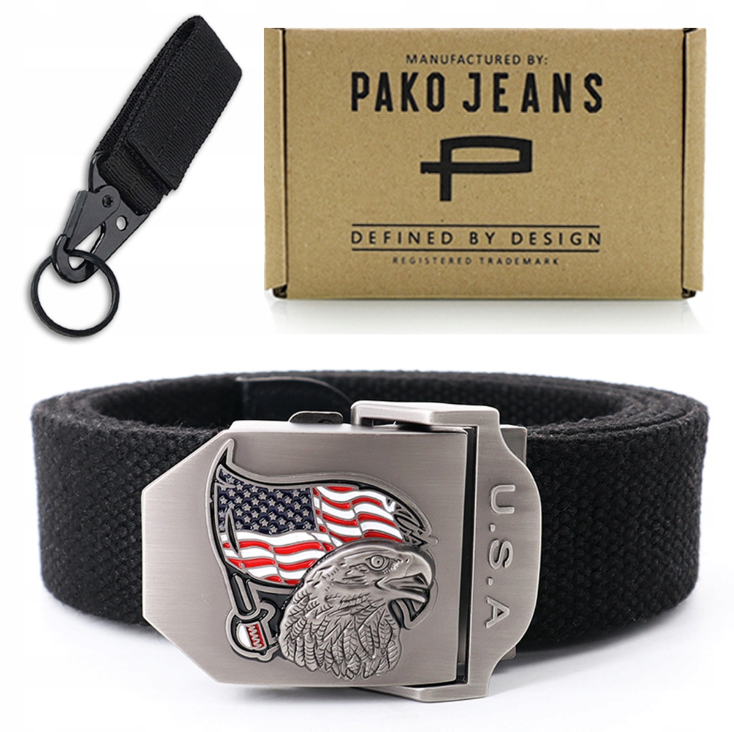 

Pasek męski mocny parciany czarny Usa