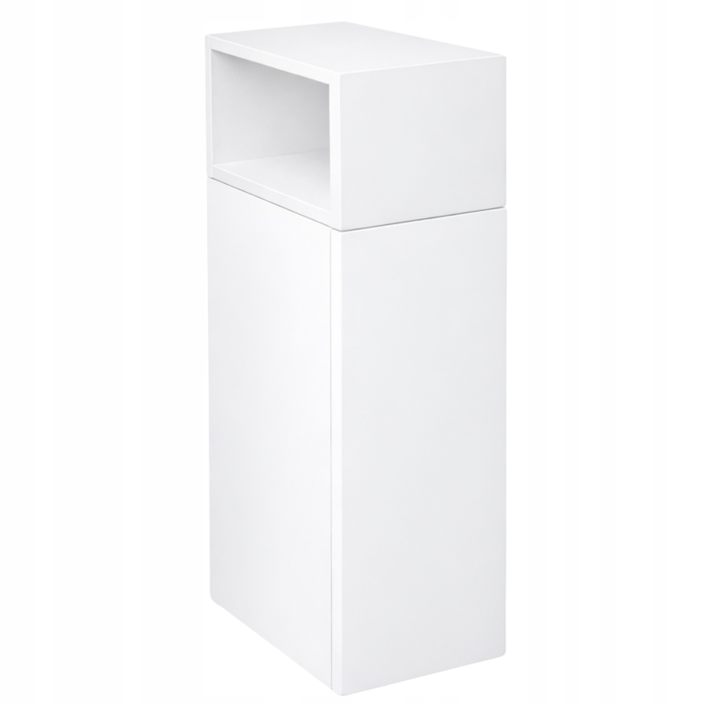 SZAFKA NOCNA WĄSKA Z BOCZNĄ PÓŁKĄ NOWOCZESNA PUSH TO OPEN BIAŁA 20x30x70 CM