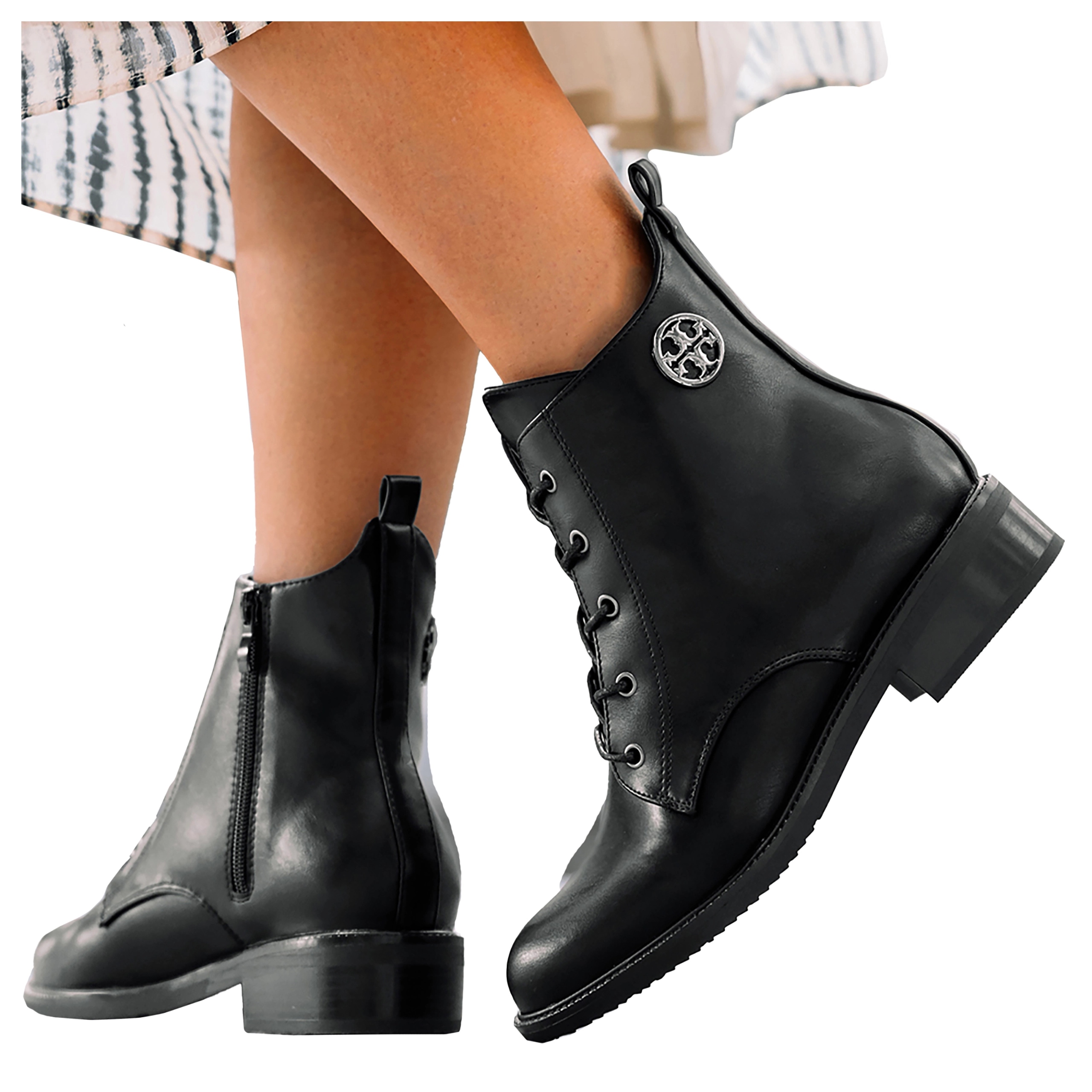 Černé Dámské Kotníkové Boty Módní Šněrovací Ozdoba Na Nízké Kostce Casu vel. 39