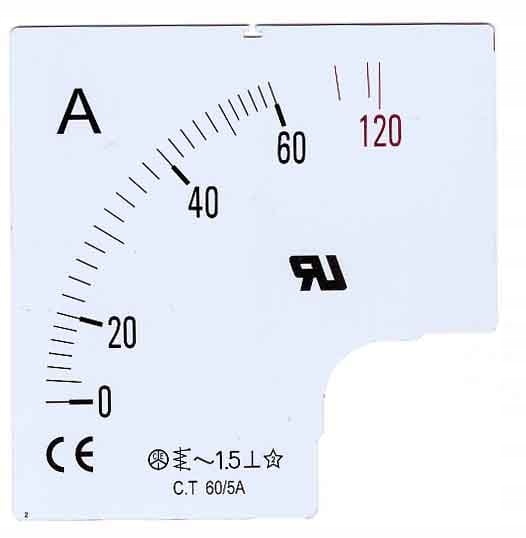 Skala do miernika 96x96mm, 5AVAC - pomiar do 60A
