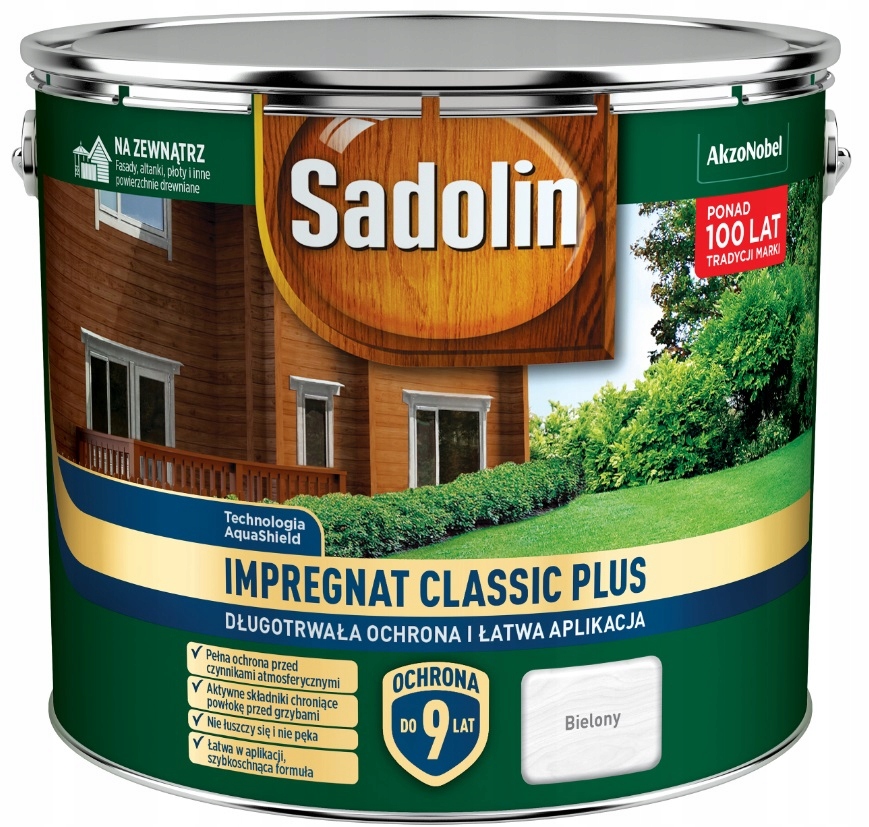 Sadolin Classic Plus Impregnat Wodny Do Ochrony Drewna Bielony 9L