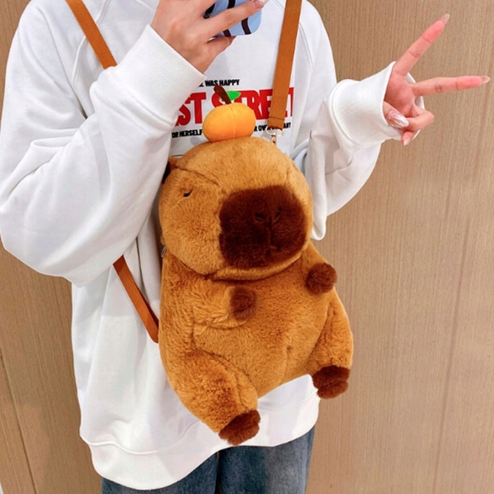 KAPIBARA PLUSZOWY PLECAK DO PRZEDSZKOLA TORBA Z KAPIBARĄ MASKOTKA PLECACZEK Marka 100