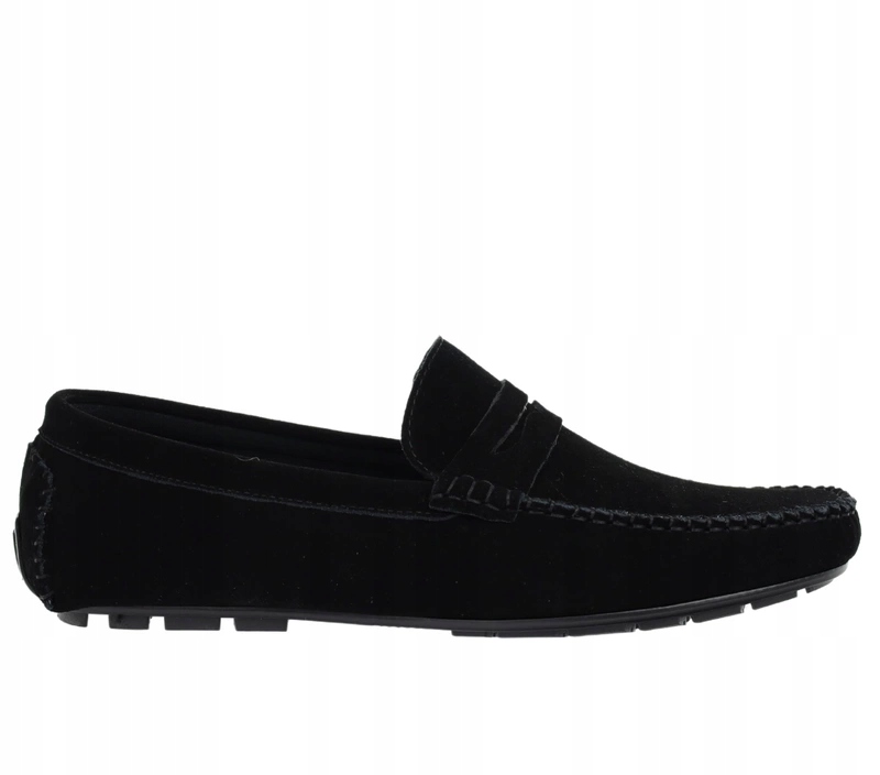 Skórzane mokasyny męskie czarne z wkładką Memory Foam System