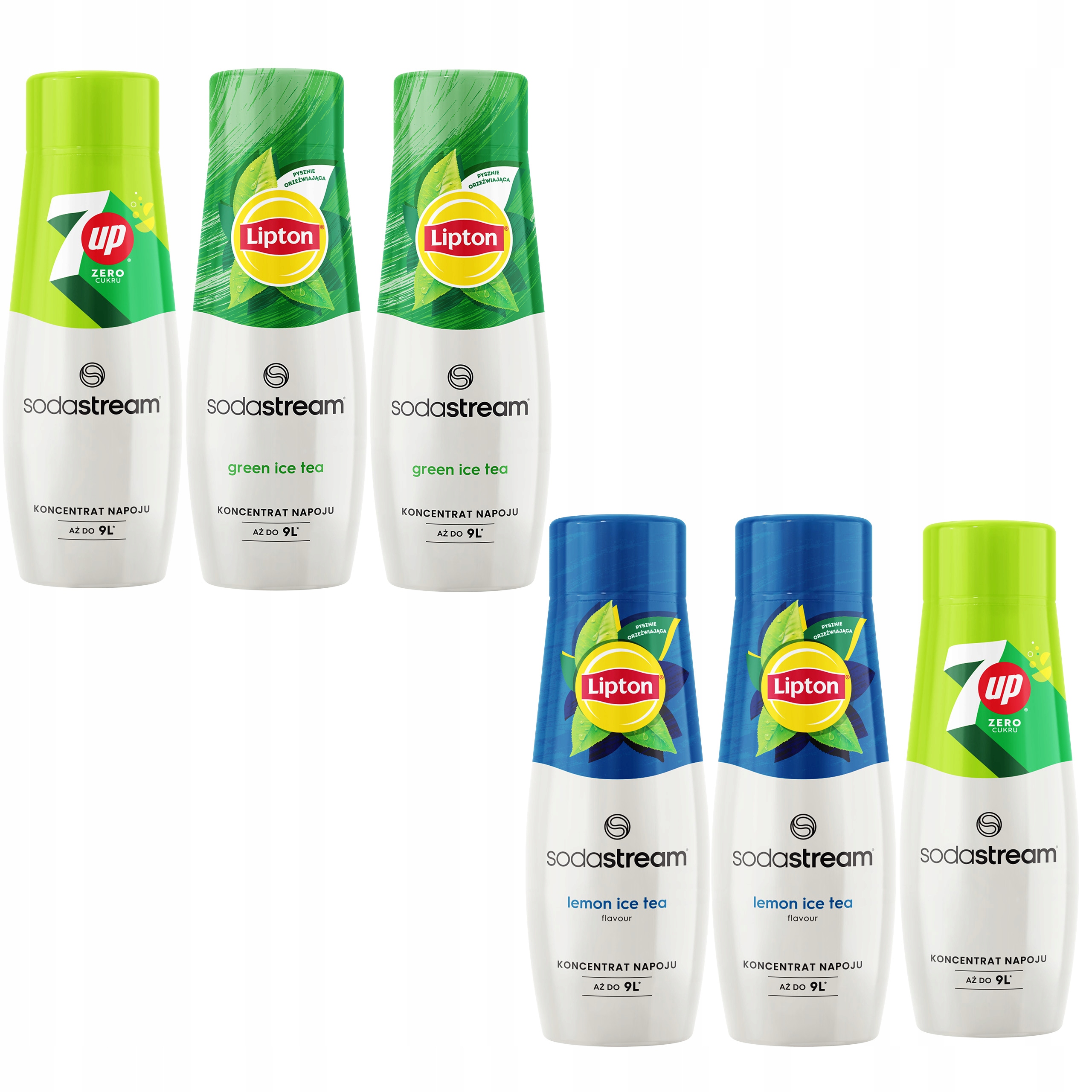 Levně Sada 6 sirupů SodaStream 7UpFree Lipton 3 příchutě