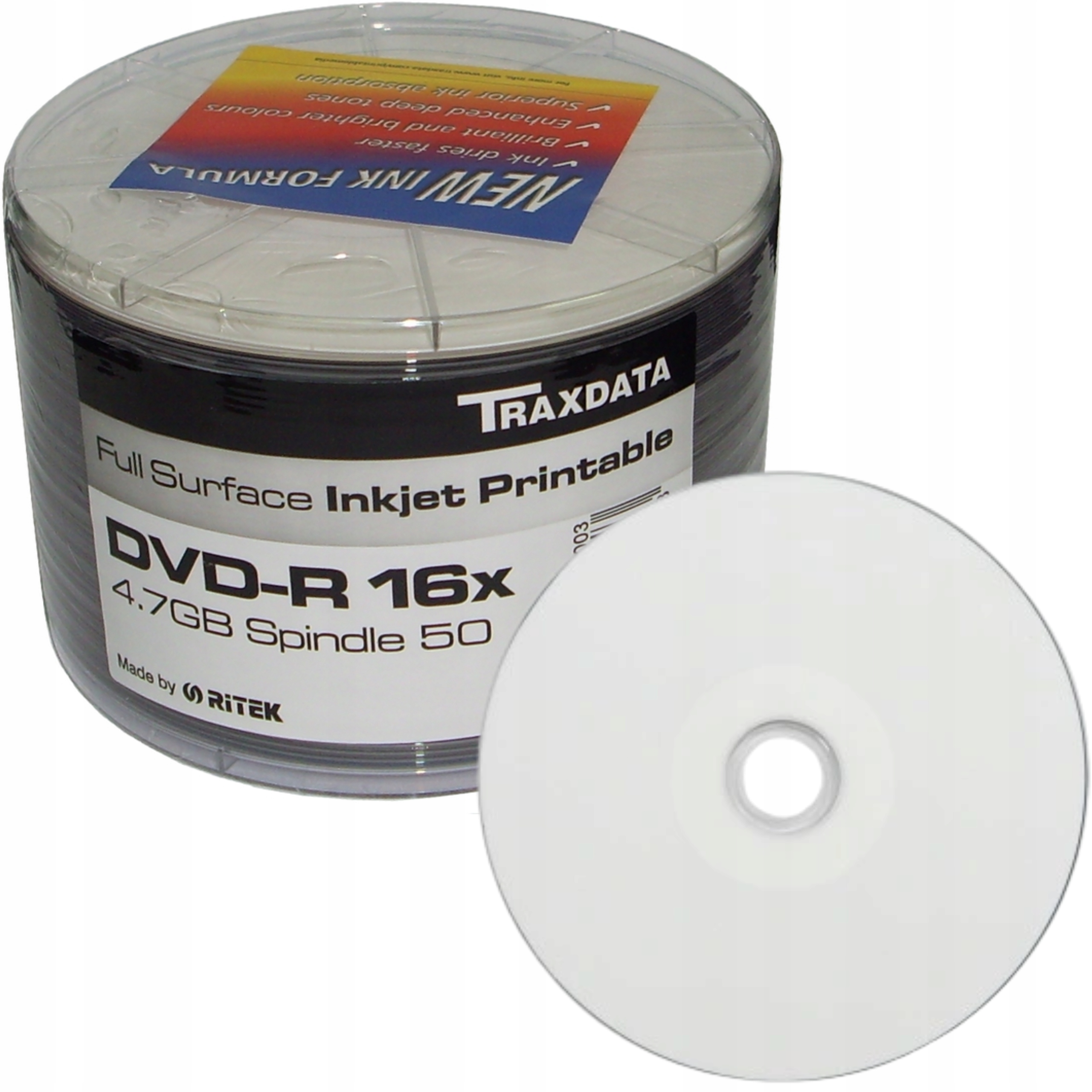 

50xPŁYTA Ritek Traxdata Dvd-r 4,7GB Nadruk Print