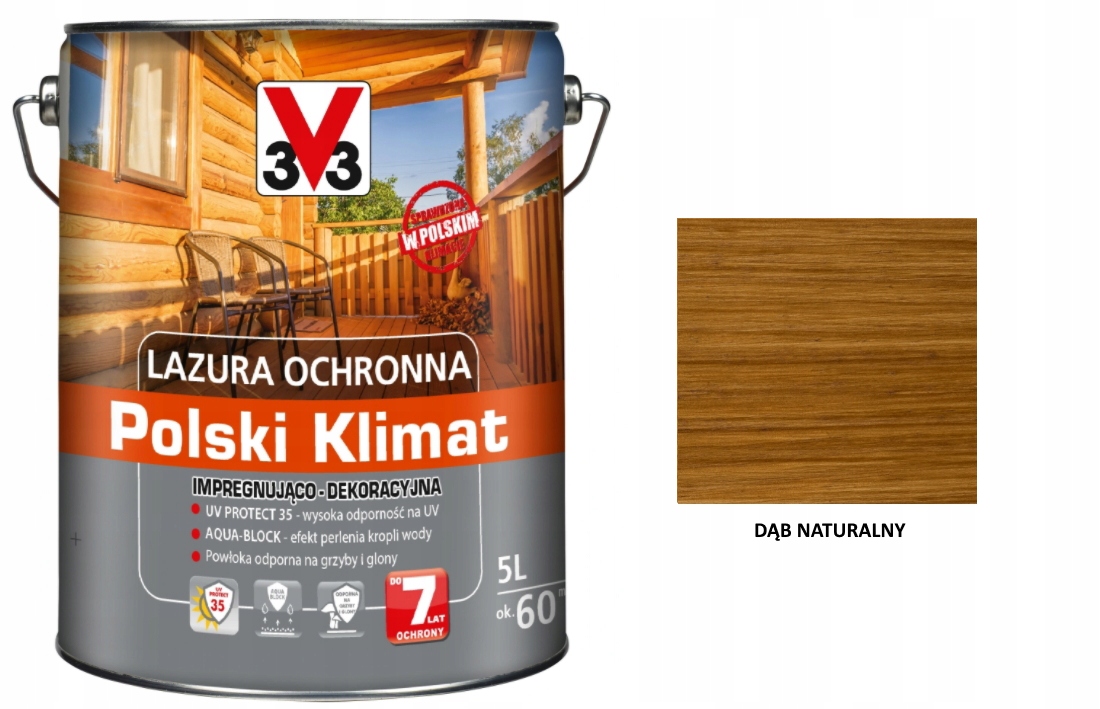 Lazura V33 Polský Klima 7 let 5 L impregnační Dub přírodní satén