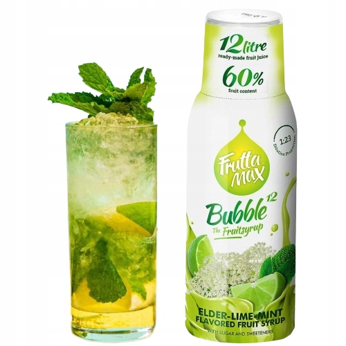 Syrop FruttaMax limonka z miętą i bzem 500ml Kolor dominujący biały