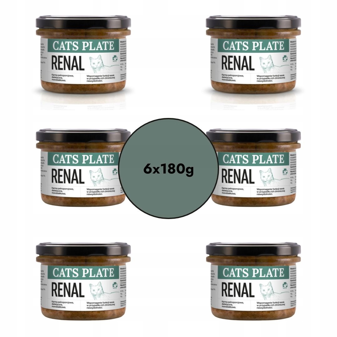 Zestaw Cats Plate Vet Renal z wołowiną 6x180g dla kotów z chorobą nerek