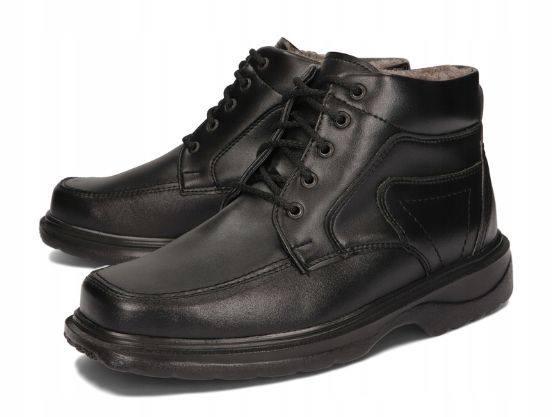 KOZAKI MĘSKIE CIEPŁE ZIMOWE SKÓRZANE WIĄZANE A1 44 Rozmiar 44